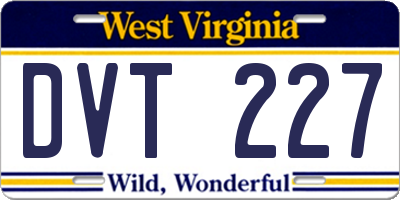 WV license plate DVT227