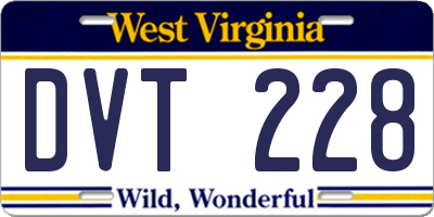 WV license plate DVT228