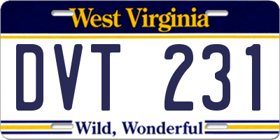 WV license plate DVT231