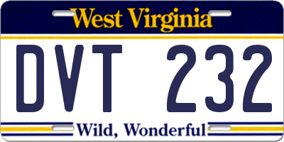 WV license plate DVT232