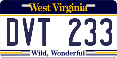 WV license plate DVT233
