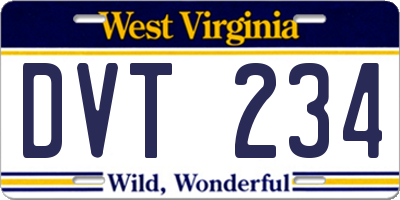 WV license plate DVT234