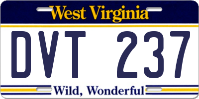 WV license plate DVT237
