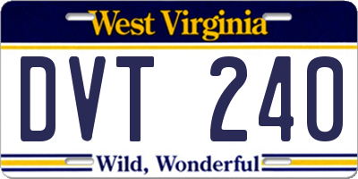 WV license plate DVT240