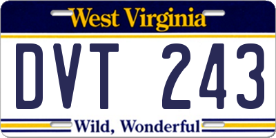 WV license plate DVT243