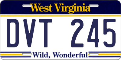 WV license plate DVT245