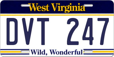 WV license plate DVT247