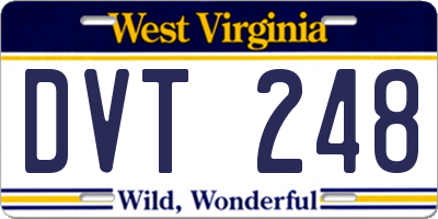 WV license plate DVT248
