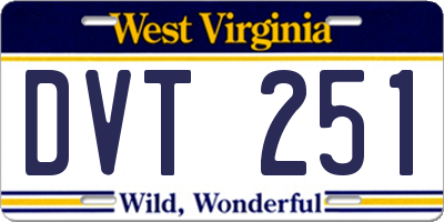 WV license plate DVT251