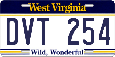 WV license plate DVT254
