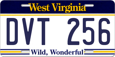 WV license plate DVT256