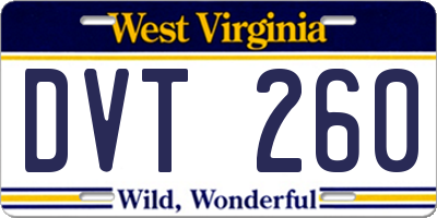 WV license plate DVT260