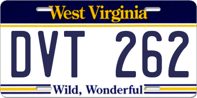 WV license plate DVT262