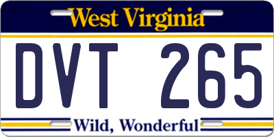 WV license plate DVT265