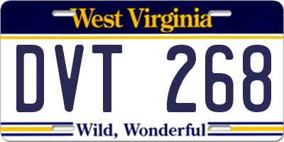 WV license plate DVT268