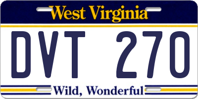 WV license plate DVT270
