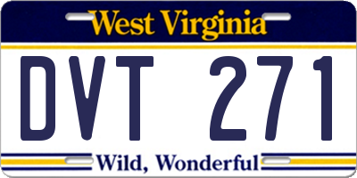 WV license plate DVT271