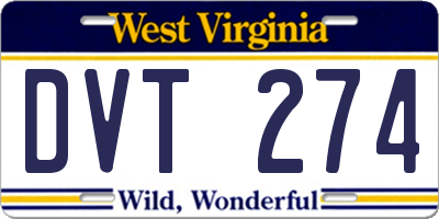 WV license plate DVT274