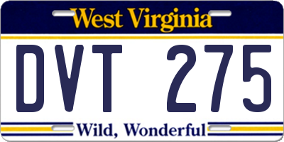 WV license plate DVT275