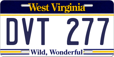 WV license plate DVT277