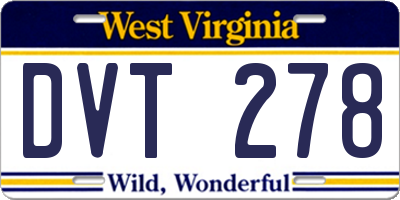 WV license plate DVT278