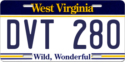 WV license plate DVT280