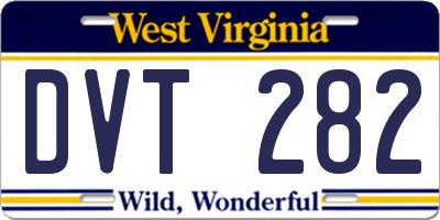 WV license plate DVT282