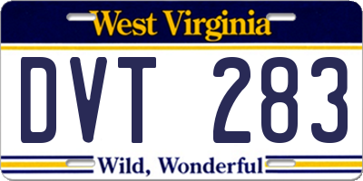 WV license plate DVT283