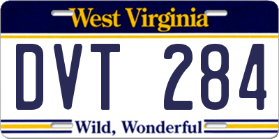 WV license plate DVT284