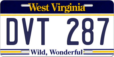 WV license plate DVT287