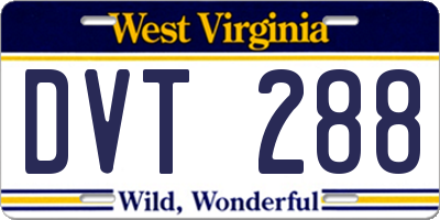WV license plate DVT288