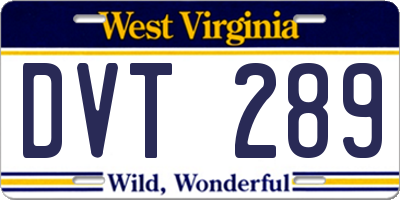 WV license plate DVT289