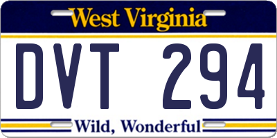 WV license plate DVT294