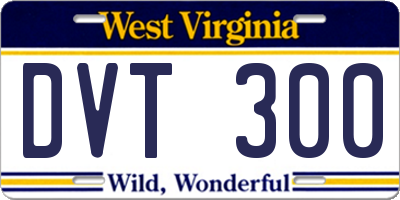 WV license plate DVT300