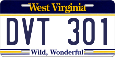 WV license plate DVT301
