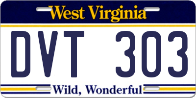 WV license plate DVT303