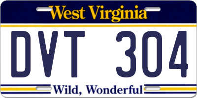 WV license plate DVT304