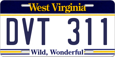 WV license plate DVT311