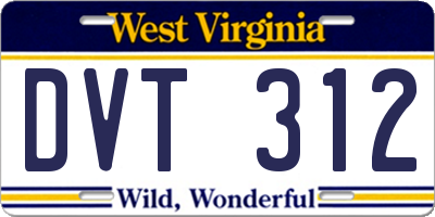 WV license plate DVT312