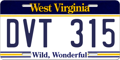 WV license plate DVT315