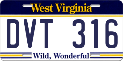 WV license plate DVT316