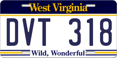 WV license plate DVT318