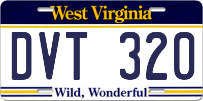 WV license plate DVT320