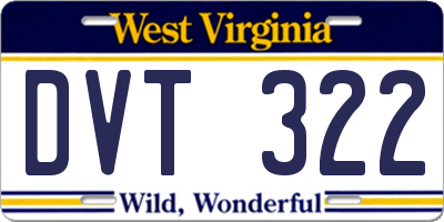 WV license plate DVT322