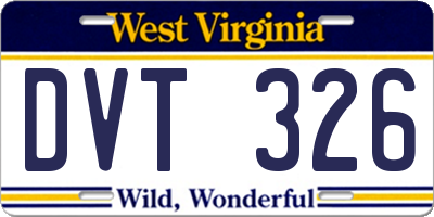 WV license plate DVT326