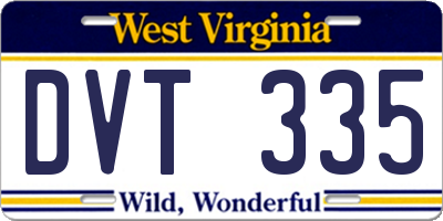 WV license plate DVT335