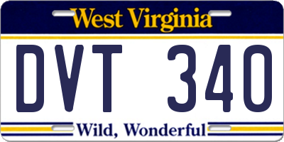 WV license plate DVT340