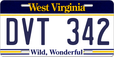WV license plate DVT342