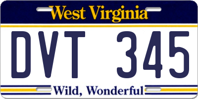 WV license plate DVT345