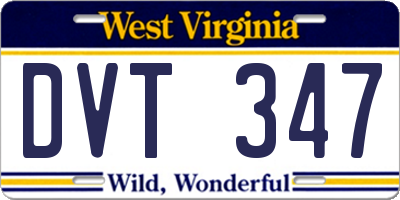 WV license plate DVT347